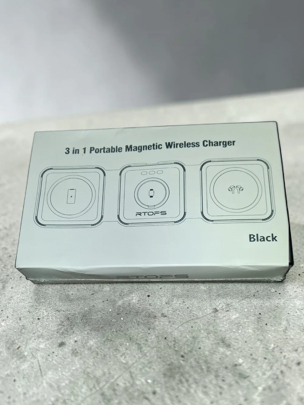 3-in-1 Portable Magnetic Wireless Charger - Black